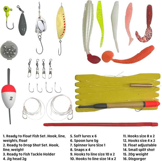 Fish Rig Travel Fishing Tackle Box + Tackle. 30 Essential Angling Tackle Items + How to Fish Guide. By Rigged and Ready - Image 5