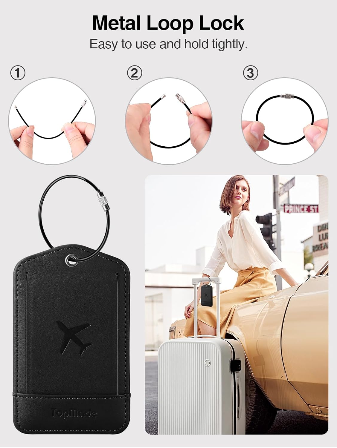 Smart Luggage Tag with Apple Find My, Premium Leather Luggage Tags for Suitcase, Travel Bags, Backpacks, Anti-Lost Suitcase Tag Tracker for Travel with Privacy Name Card, Rechargeable - Image 6